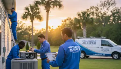 Professional AC repair technician servicing air conditioner unit in Charleston SC home