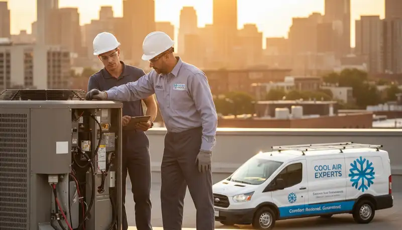 Technician performing AC repair service in Charleston, SC for Five Star Cooling system maintenance