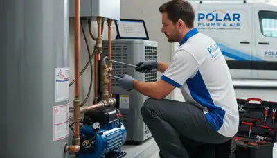 Technician repairing air conditioning unit in Charleston SC for Five Star Cooling plumbing service