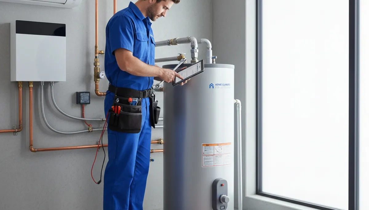 Technician repairing water heater at Charleston SC home | Five Star Cooling expert service